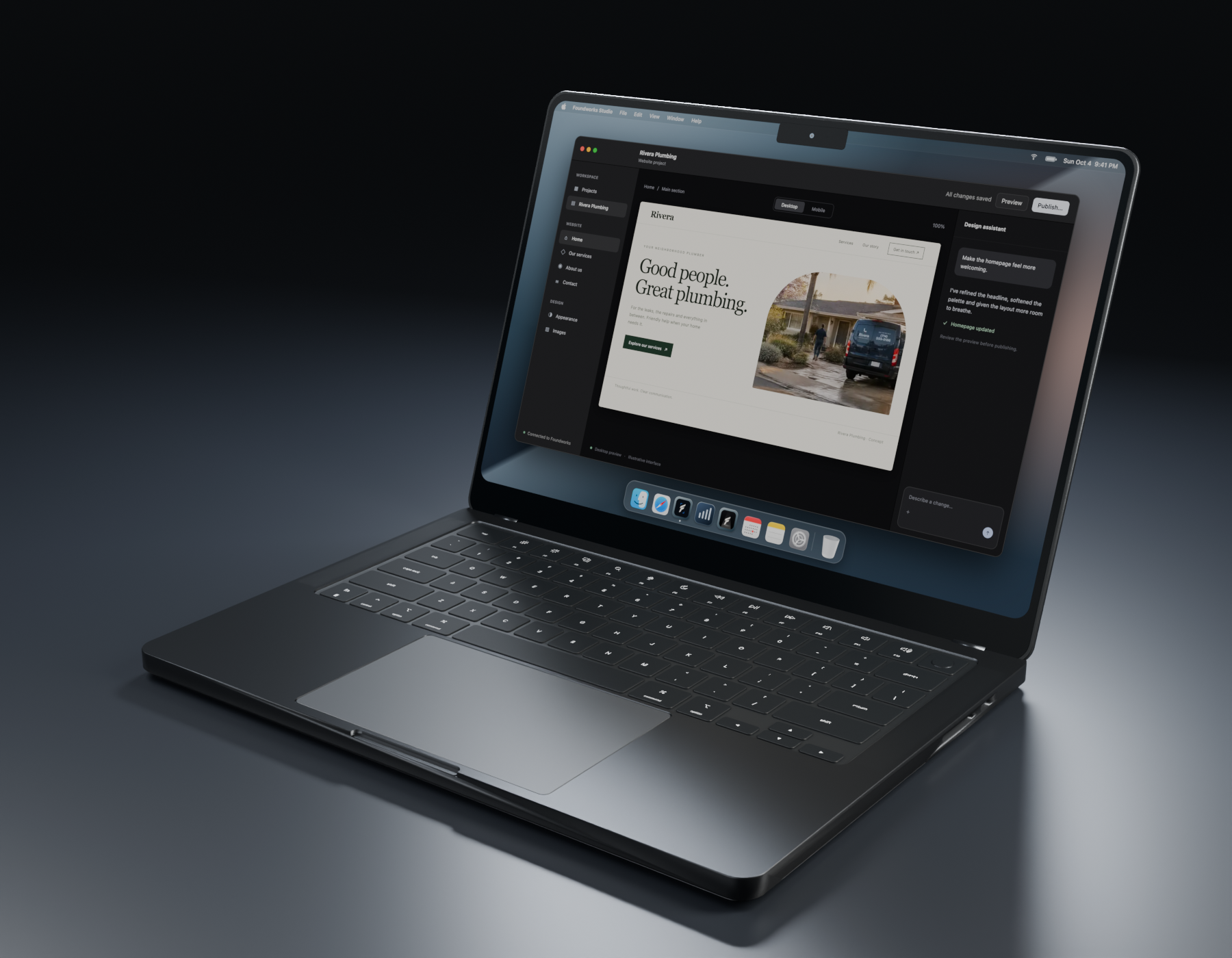 Foundworks Studio concept running on a Space Black MacBook Pro