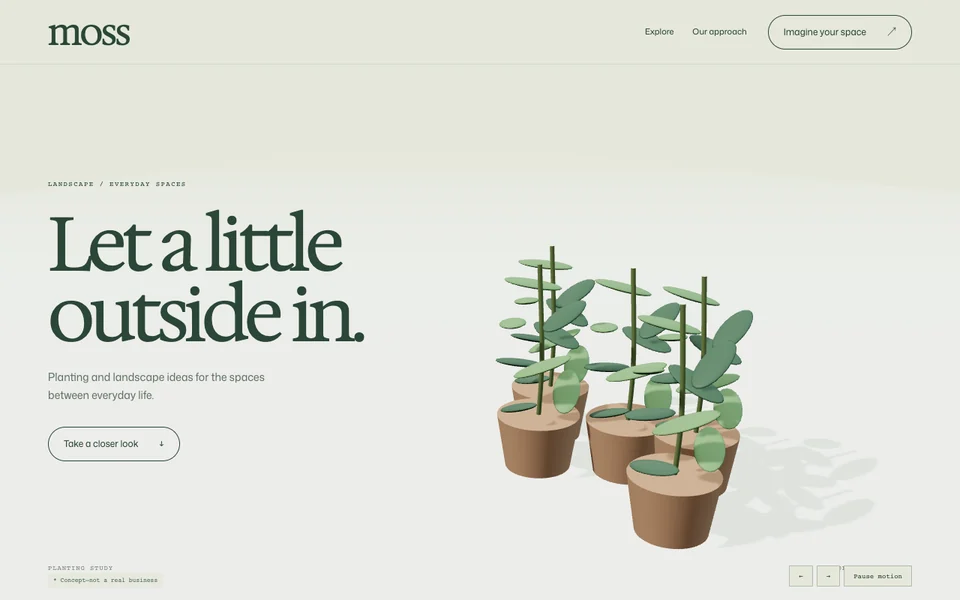 moss website design concept