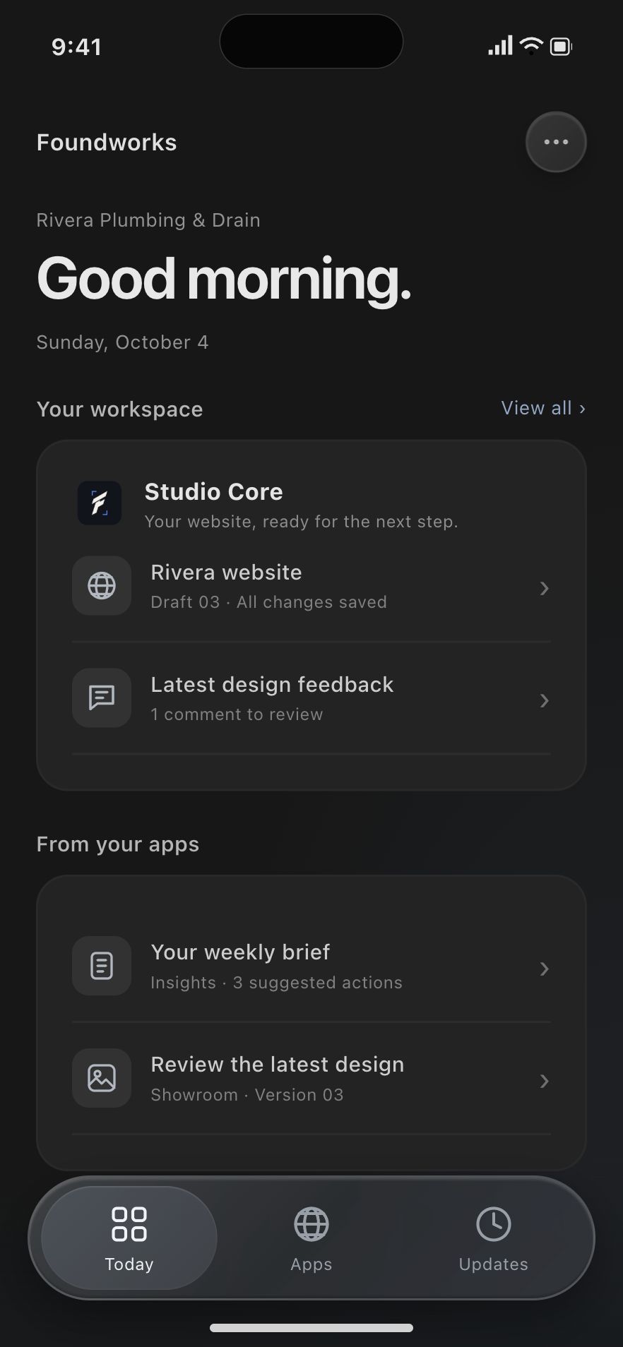 Foundworks workspace iPhone concept